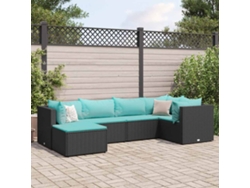 Conjunto de jardín DKD Home Decor de 6 piezas con cojines de mimbre negros