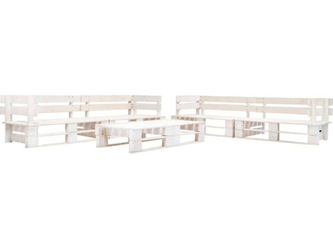 Conjunto 6 Juego de muebles de jardín VIDAXL Blanco Madera