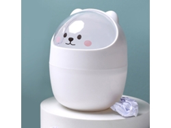 Papelera de mesa mini Baok-Cute con tapa, abertura grande, papelera de mesa de plástico desmontable, blanca