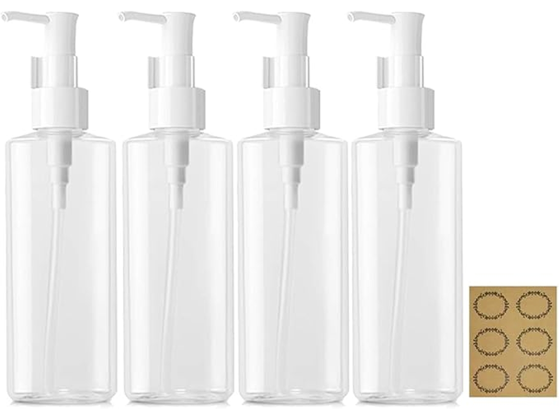 4 Frascos Transparentes De 150 Ml Con Dosificador, Para Gel/champú/aceite