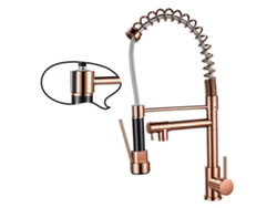 Grifo De Cocina Rosa Dorado Extraíble Con Giro 360°, 2 Modos De Agua Y Mezclador Frío/calor