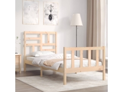 Marco de Cama con Cabecero Madera Marrón (90x200cm)