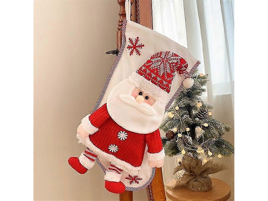 Medias navideñas tejidas con Papá Noel, decoración para chimenea, bolsas de regalo navideñas, porta dulces, decoración del hogar. Hengjian