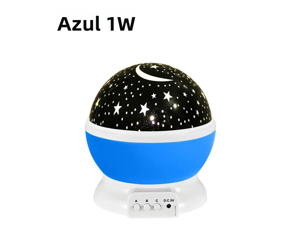 Luminária Noturna com Projeção de Céu Estrelado , Luz Decorativa de Parede Led Giratória MDUG (1w Azul)