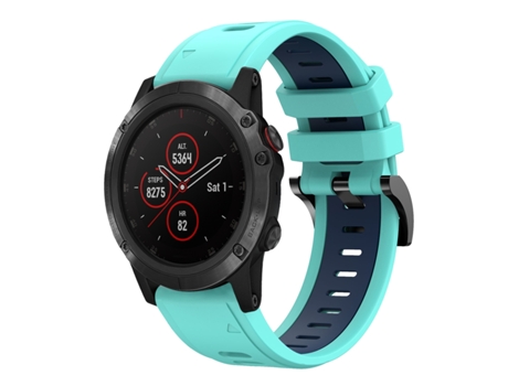 Correa Smartwatch para Garmin Fenix 5X Zafiro 26mm Silicona Deportiva Bicolor (Verde Menta + Azul)