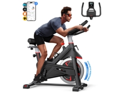 Bicicleta Estática MERACH, 16 Niveles Resistencia Magnética, Volante 6kg, Bluetooth APP, LCD, Asiento/Manillar Ajustables, 136kg, Silenciosa