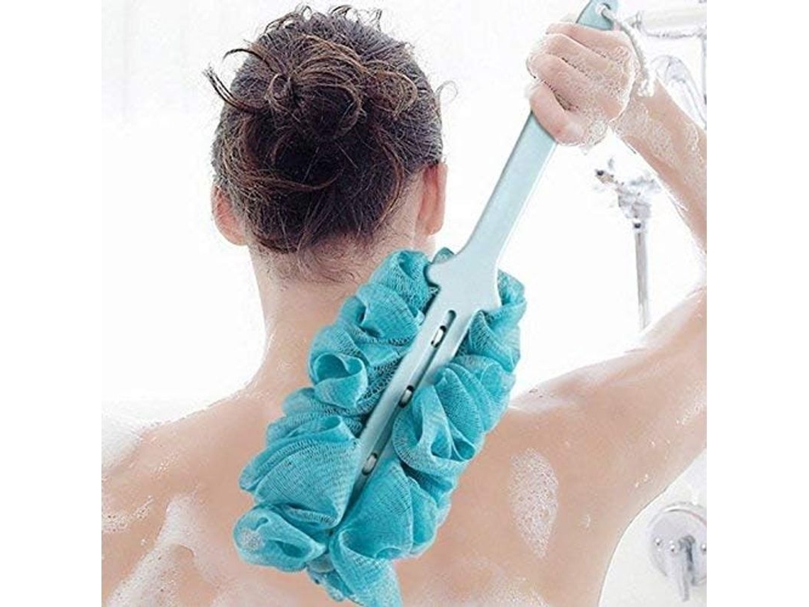 Cepillo De Baño Con Mango Largo, Esponja Corporal, Suave Al Tacto, Azul, 43 Cm