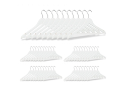 Relaxdays 50 Perchas Ropa Para Pantalones Trajes Camisas, Madera, Blanco, 23,5 X 45 X 1 Cm