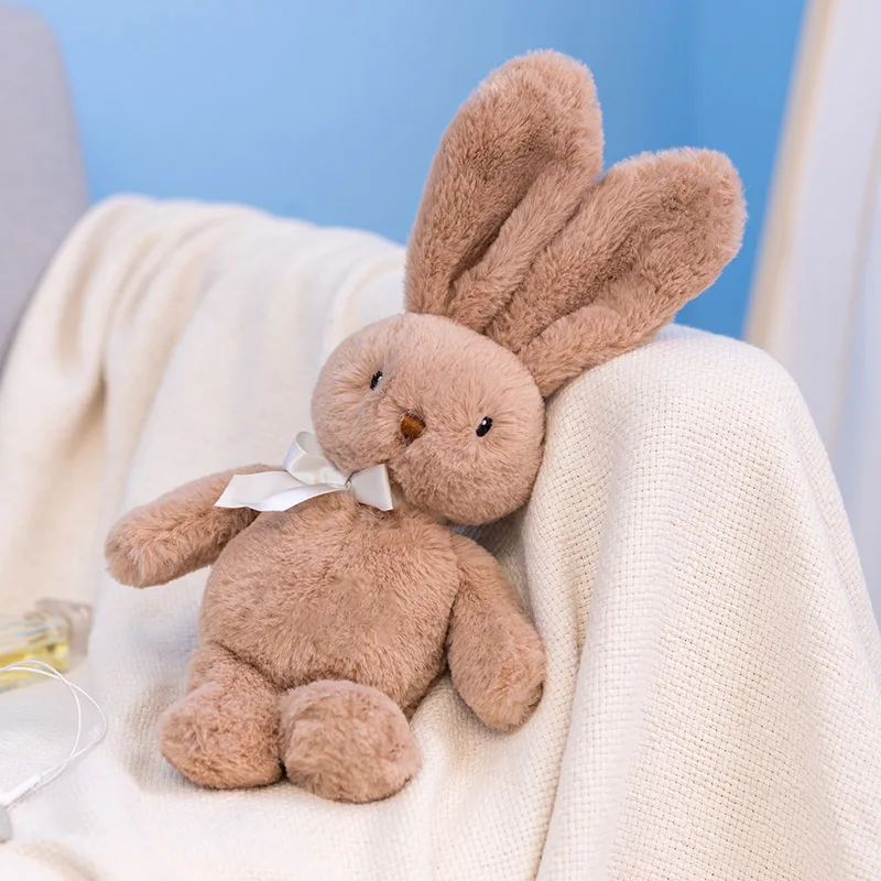 (marrón, 35 Cm De Largo) Lindo Conejito De Peluche Con Un Lazo