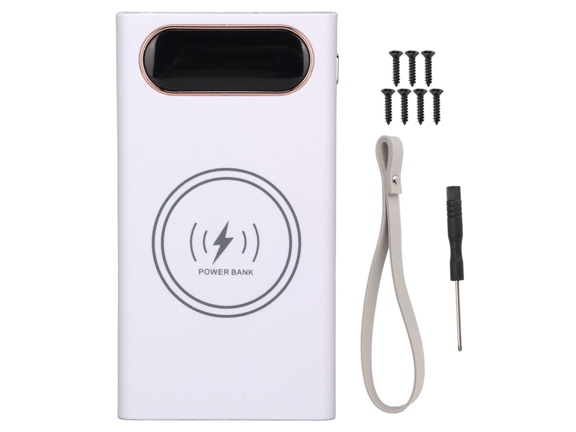 Kit De Batería Portátil Diy L12 Para 12 Baterías 18650, Carga De 22,5 W, Carga Inalámbrica Con Cable De 15 W, Color Blanco.