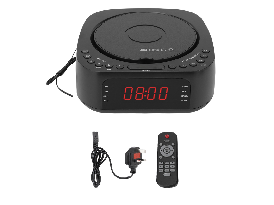 Reproductor De Cd Reloj Despertador Cd Mp3 Radio Bluetooth De Escritorio Portátil Con Enchufe Uk