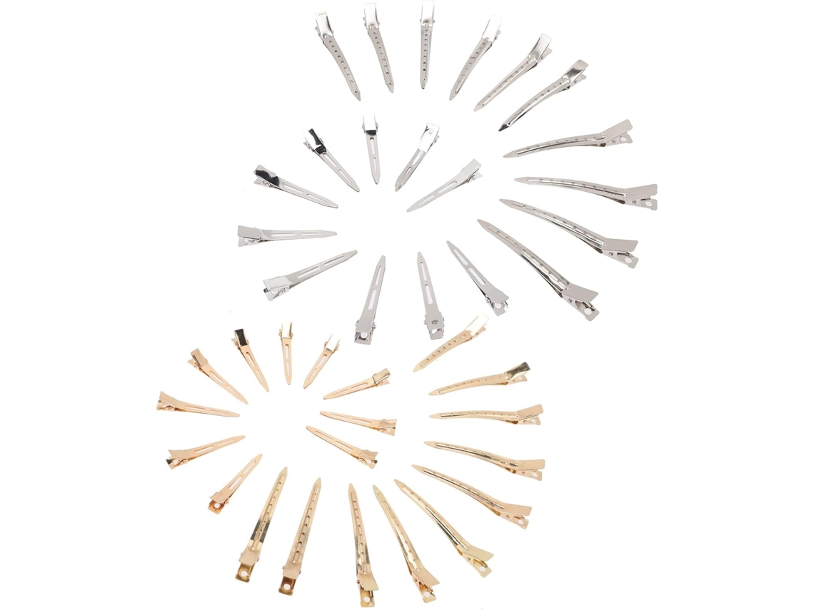 Presilhas De Cabelo Em Formato De Jacaré, Acessórios Práticos Em Metal Prateado, Conjunto Com 40 Unidades.
