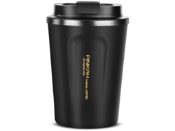 Taza Negra De Acero Inoxidable Con Aislamiento Térmico, 380 Ml.