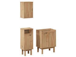 Maison Exclusive - Juego De Muebles De Baño Otta 3 Pzas Madera Maciza Pino
