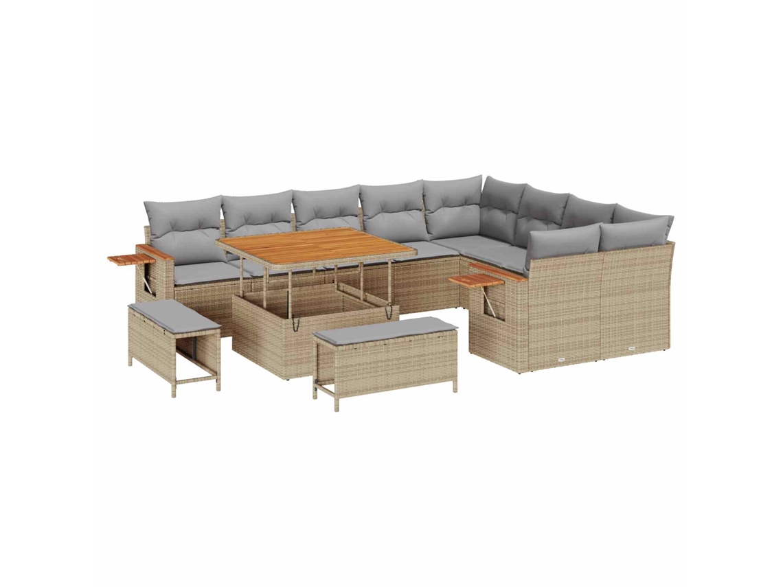 Maison Exclusive - Juego de sofás de jardín de mimbre beige de 12 piezas