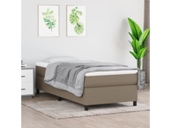 Cama Box Spring Con Colchón Tela Gris Taupe 90x200 Cm