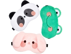 3 Antifaces Para Dormir Ajustables Y Elásticos Con Bonitos Diseños De Animales Para Niños