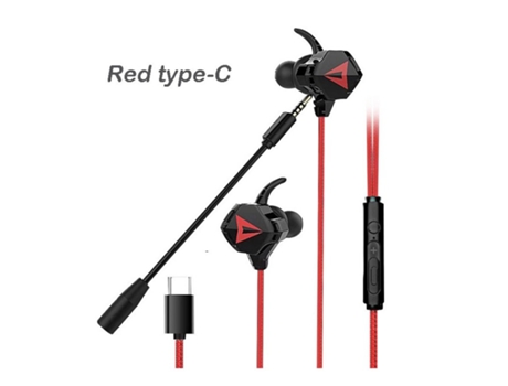 Auriculares Juegos con juego de micrófono dual desmontable para interfaz de computadora portátil Ps4 Pc tipo C negro-rojo
