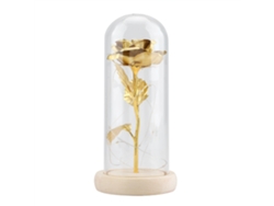 Rosa Preservada Con Luz Led, Cubierta De Cristal Y Base De Madera, Regalo De San Valentín O Para Bodas.