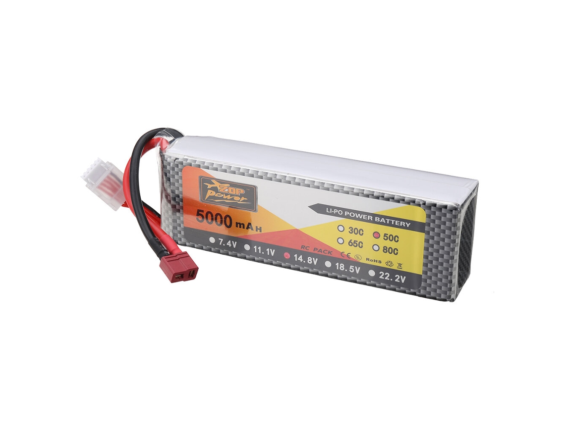 Bateria Zop Power 14,8 V 5000 Mah 50c 4s Lipo Ficha T Para Carro Rc