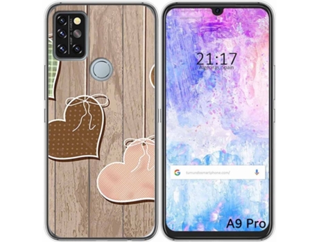Carcasa Umidigi A9 Pro TUMUNDOSMARTPHONE Corazones Madera Multicolor