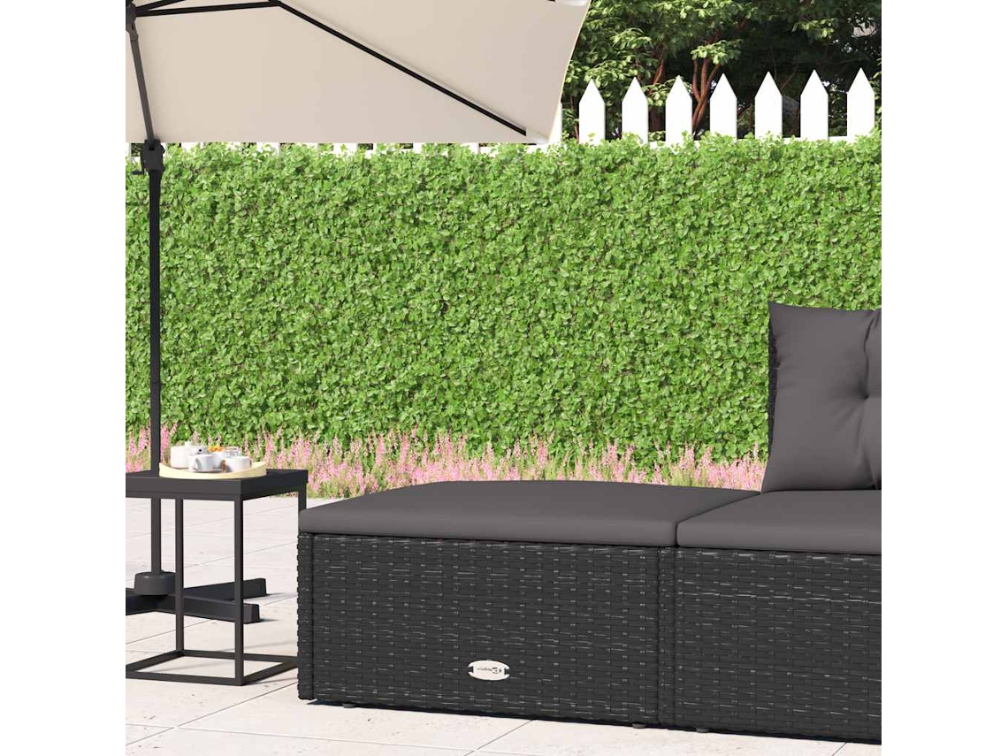 Reposapiés de jardín con cojín de mimbre negro PE Wsd98657 Lovely Home