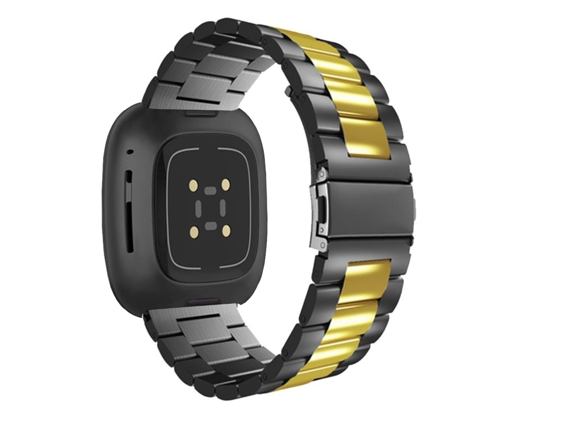 Correa Acero para Fitbit by Google sense Negro y Dorado