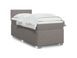 Cama Box Spring Con Colchón Tela Gris Taupe 90x190 Cm