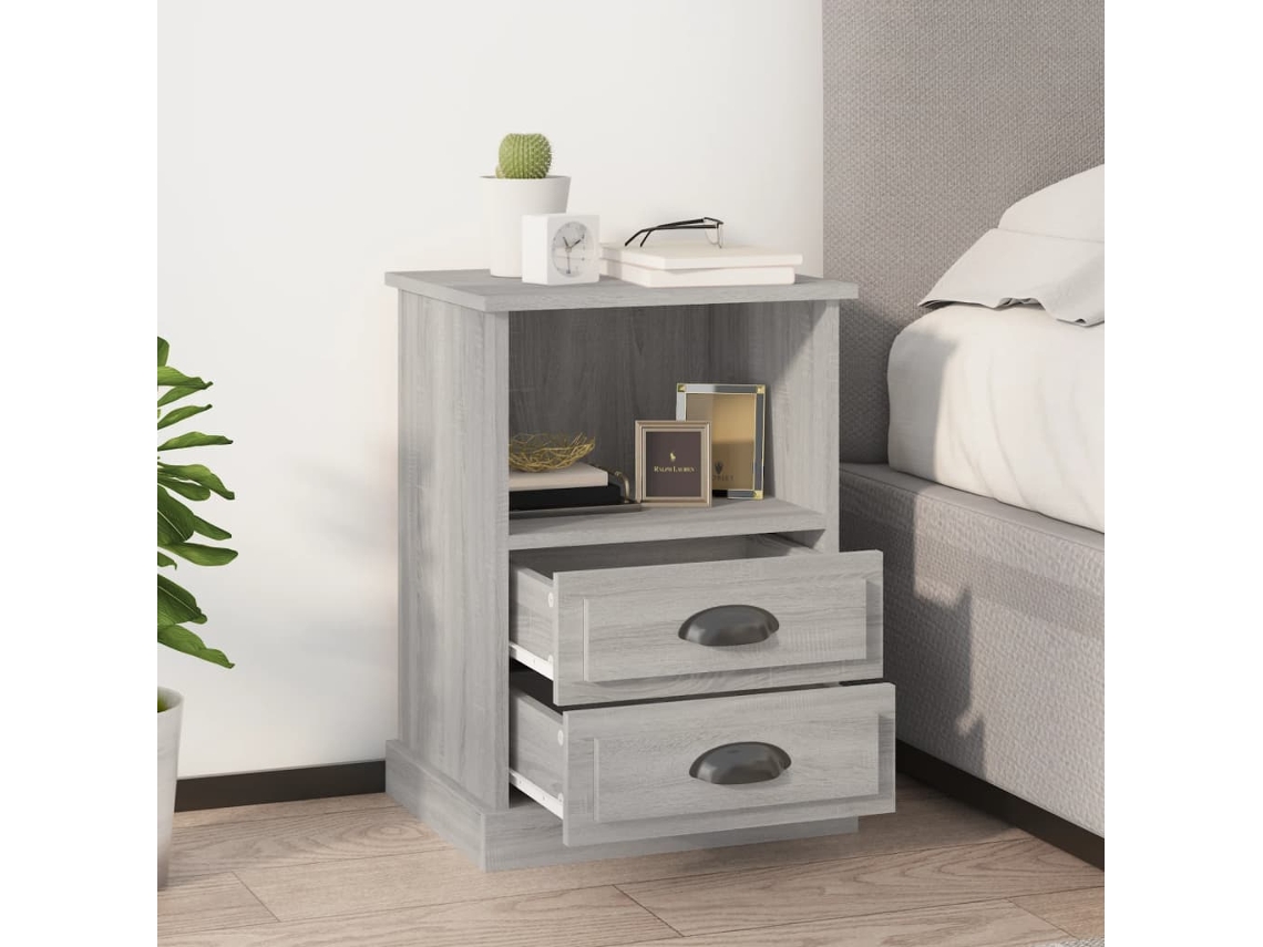 Mesitas de Noche 2 Pzs 43X36X60 Cm Gris Sonoma
