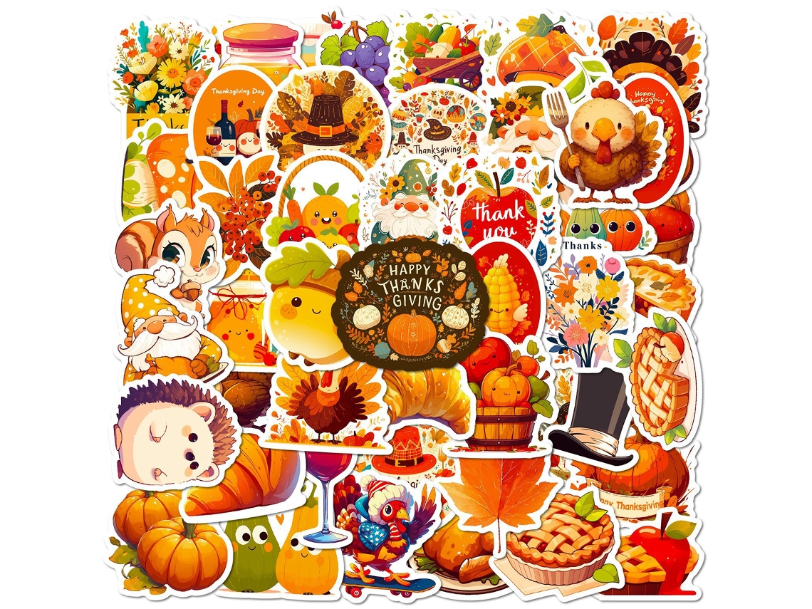 Paquete de pegatinas para niños de otoño, pegatinas de pavo y calabaza NEVEANCE