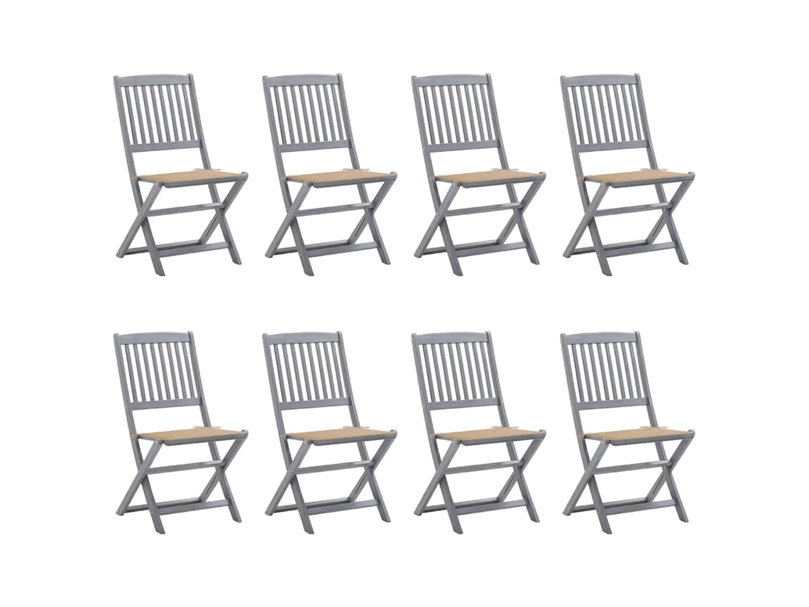 Sillas plegables de exterior DKD Home Decor de 8 piezas con cojines de acacia maciza