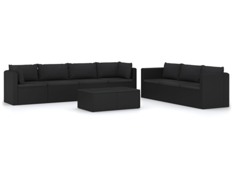 Conjunto 8 muebles de jardín VIDAXL y cojines ratán sintético negro