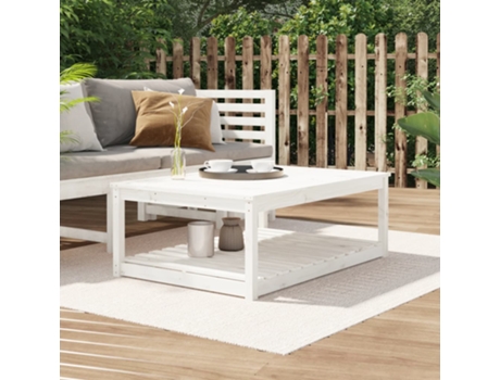 MAISON EXCLUSIVE Mesa de jardín madera maciza pino blanco 121x82,5x45 cm