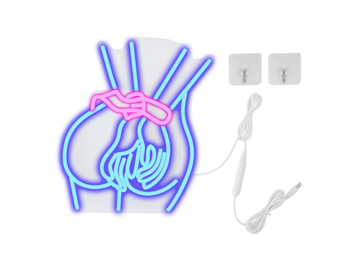 2026-cartel De Neón Lady Back Led Azul Regulable Con Usb Para Decoración De Hogar Fiestas Bar Club