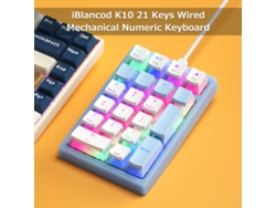 Iblancod K10 Teclado Numérico Mecánico Alámbrico Con 21 Teclas, Retroiluminación Rgb, Interruptores Amarillos Azules