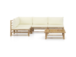 Maison Exclusive - Set De Muebles De Jardín 5 Piezas Bambú Y Cojines Blanco Crema