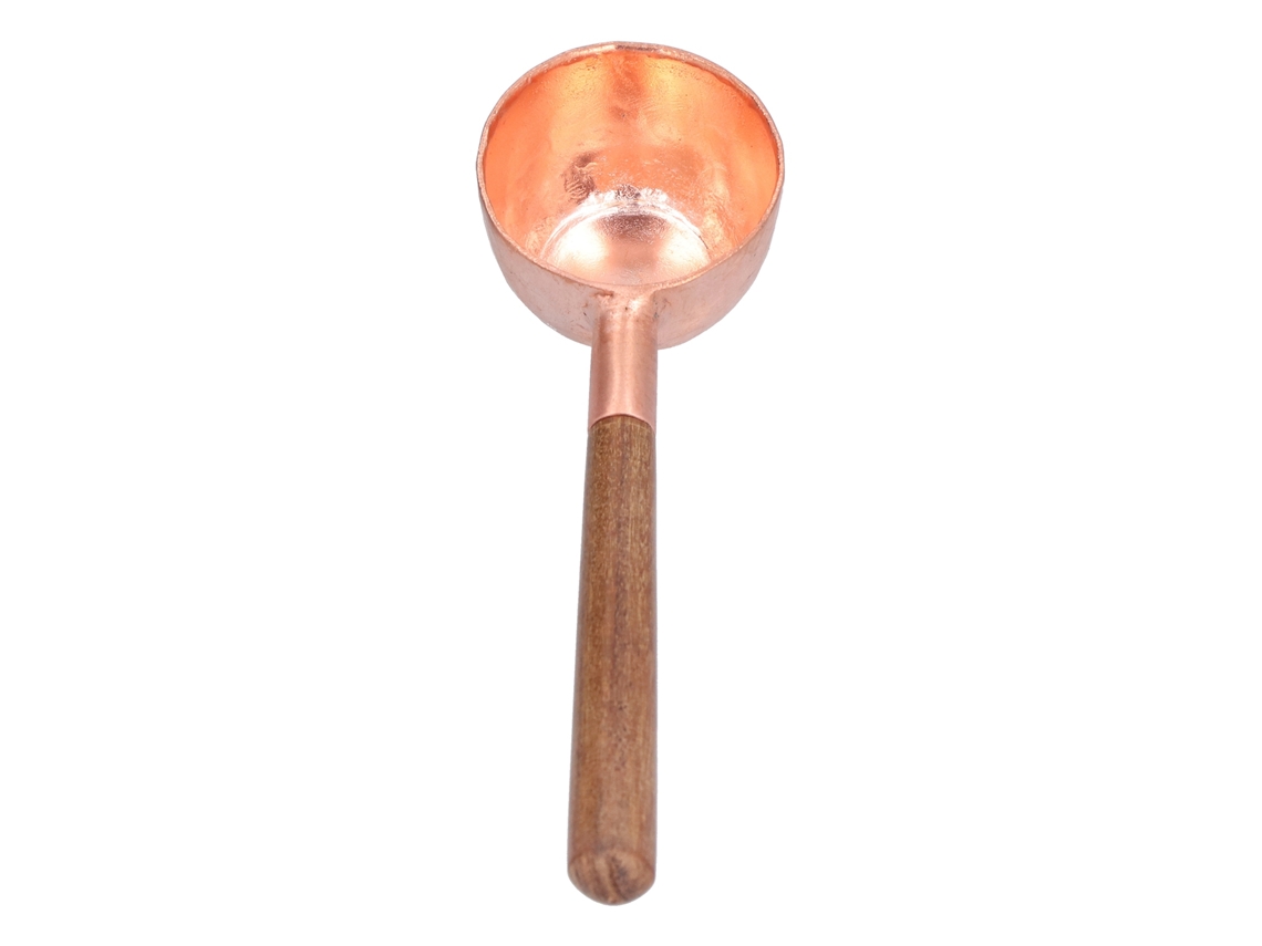 Cuchara Medidora De Cobre Para Café, Té, Azúcar Y Especias Con Mango De Madera Para Uso Doméstico Y Comercial.