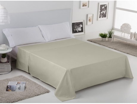 Sábana Encimera ESTELIA (170 x 270 cm - Algodón y Poliester - Beige)