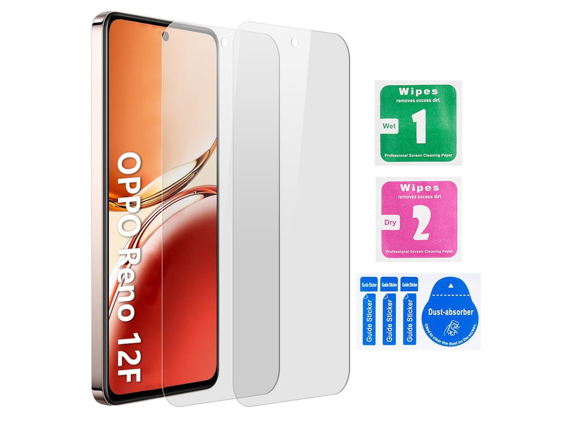 Protector De Pantalla De Vidrio Templado Hct Style Para Oppo Reno 12f (pack De 2 Unidades, Protección 9h, Alta Transparencia)
