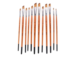 Juego De 12 Pinceles De Pelo De Nailon Para Acrílico, Acuarela, Gouache Y Pintura Facial.
