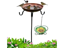 Baño Para Pájaros De Exterior - Decoración De Jardín Con Estaca A La Intemperie - Baño Para Pájaros De Exterior Con