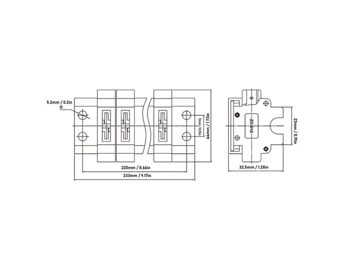 2026dz-porta Fusibles Combinable Desmontable 20p, Bloque De Fusibles De Cuchilla Con Riel 1a-30a