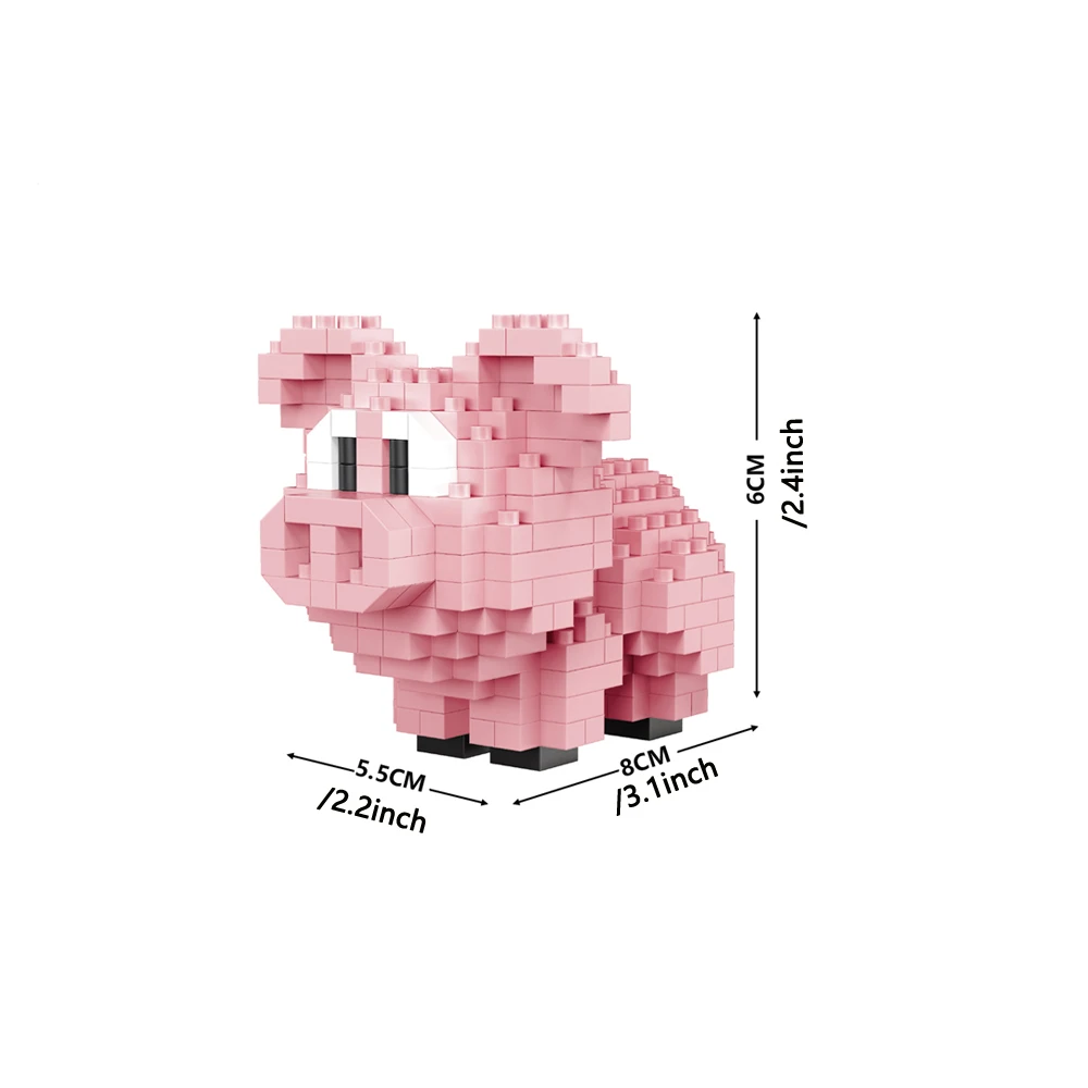 Juguete De Bloques De Construcción (cerdo), Serie Animal, Bloques De Construcción En Miniatura Modelo 3d