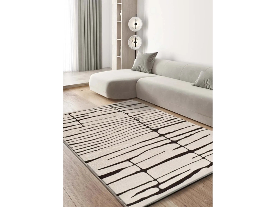 Alfombra Interior Moderno - Atticgo - Retro Blanco / Negro 80x150 Cm