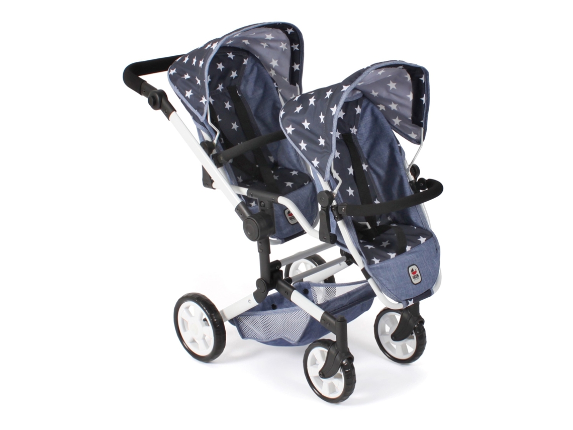 Cochecito doble para muñecas Linus Duo, azul con estrellas Bayer Chic 2000