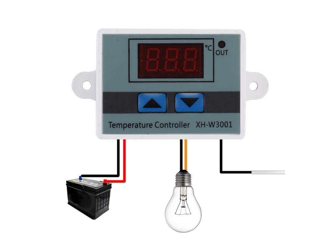 Termostato Digital Lcd Xh w3001 Controlador de Temperatura Microcomputador com Termopar para Aquários Incubadoras Bbq