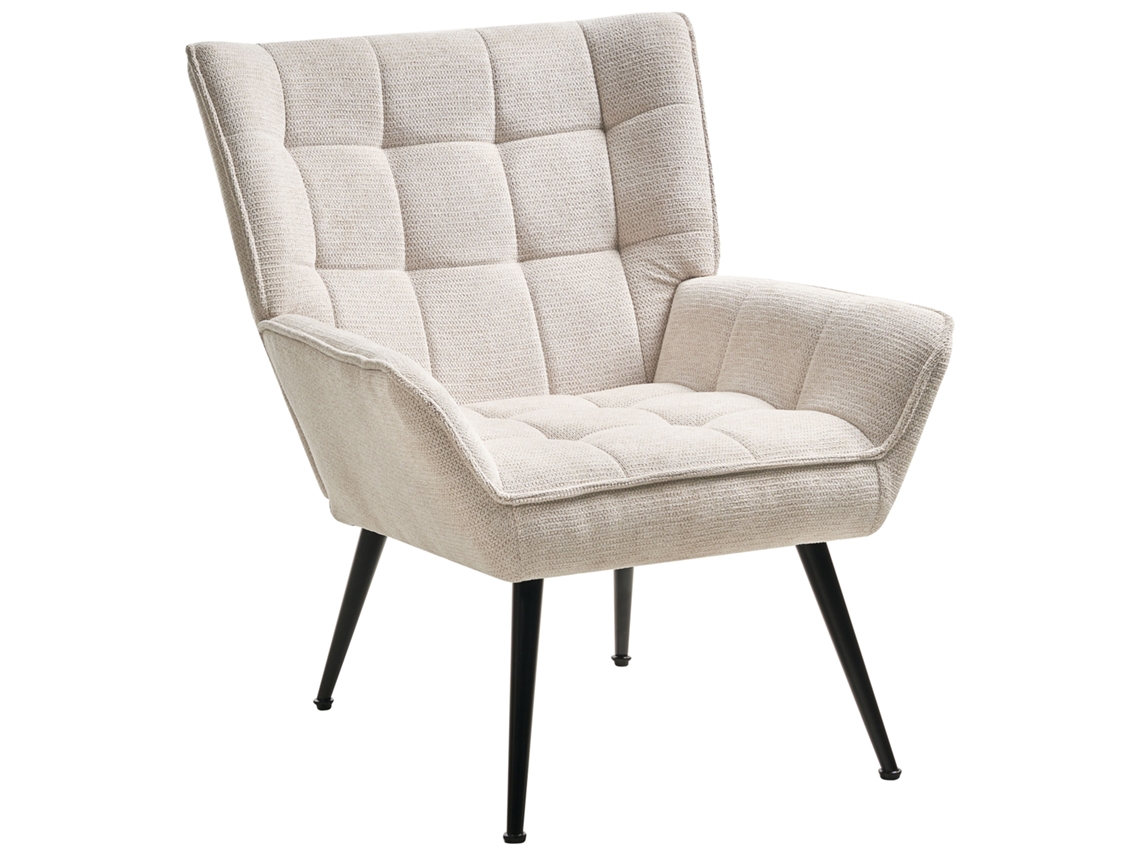 Sillón Beliani Bellingmo de tela color crema 75x60x85