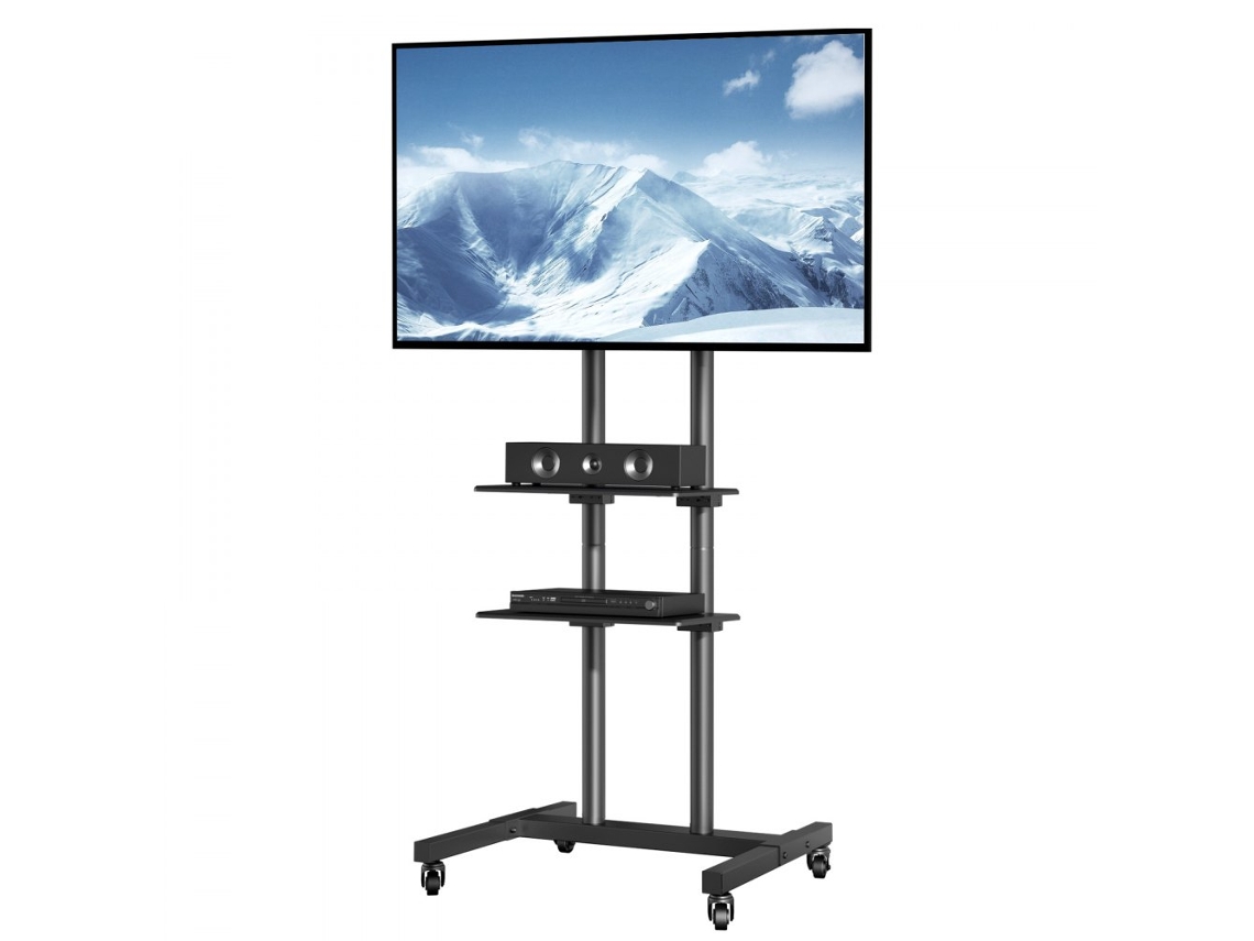 Soporte móvil ajustable para TV de 32 a 70" con estantes, ruedas y organizador de cables Tekmaquinas