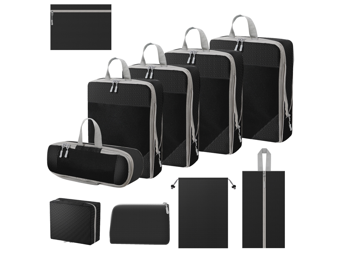Juego De Organización Para Clasificar Ropa De 10 Piezas, Cubos De Embalaje Para Viajes Que Ahorran Espacio CHRUI Black