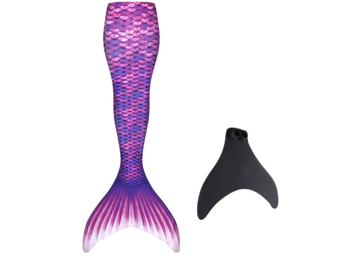 Disfraz De Sirena Resistente Para Adultos, Apto Para Nadar, Incluye Monoaleta, Color Violeta-yux.